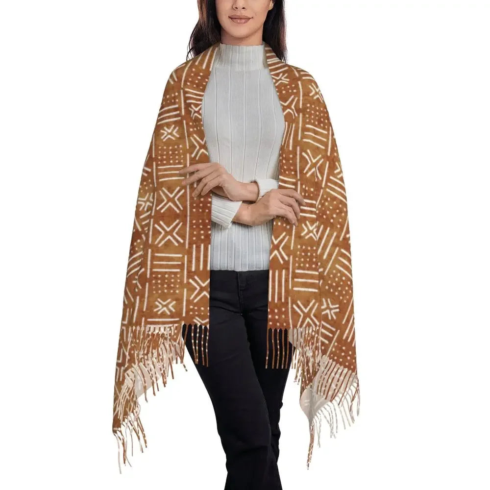 Custom Printed African Bogolan Scarf Men Women Winter Fall Warm Scarves Africa Ethnic Tribal Art Shawl Wrap