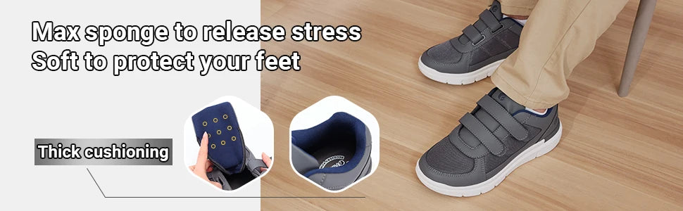 FitVille Mens Diabetic Shoes Extra Wide Width Diabetic Shoes for Men for Neuropathy Swollen Feet Shoes Pain Relief with Closure