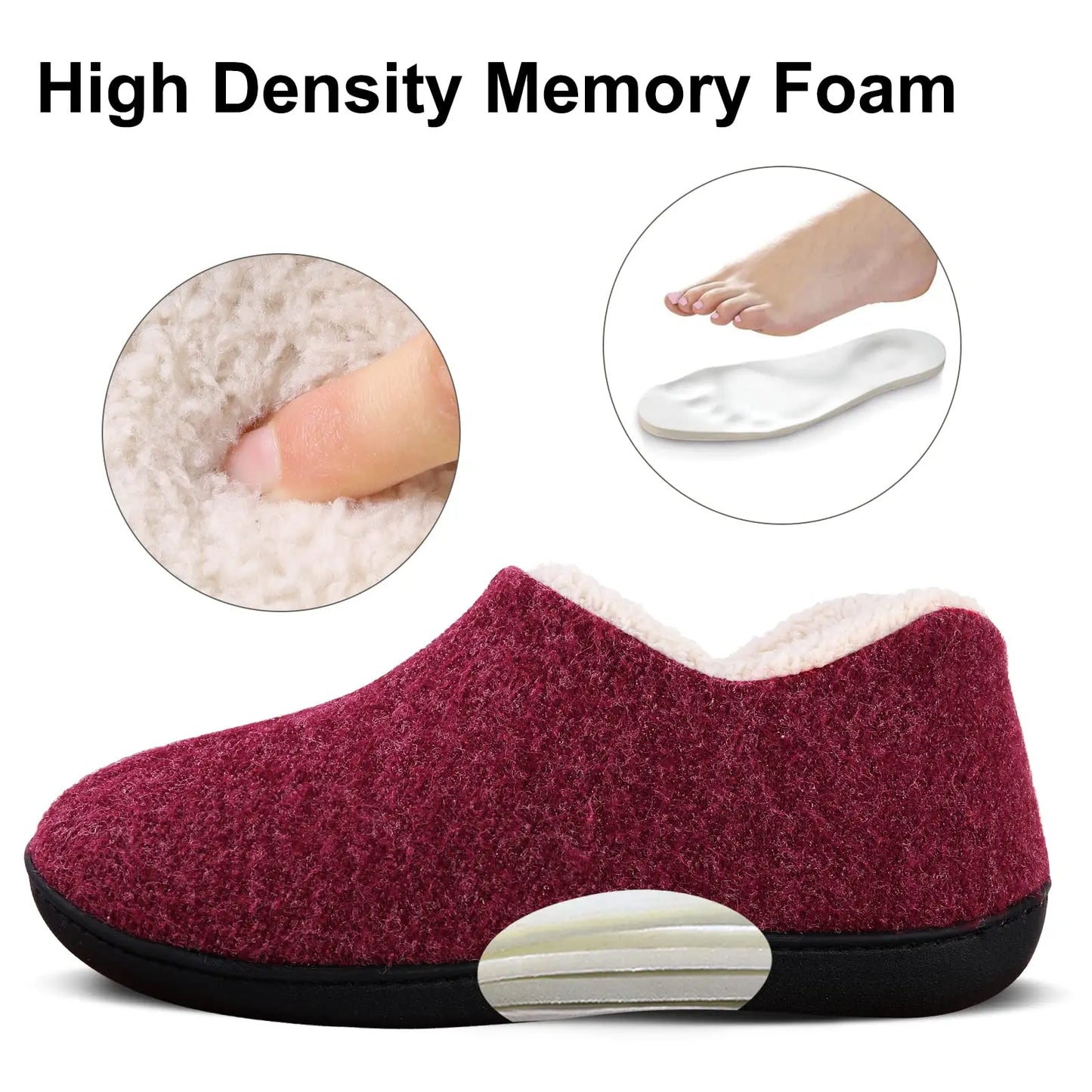 Evshine Women's Cozy Cotton Slippers Winter Warm Faux Fleece House Shoes Indoor Non-slip Memory Foam Slipper Casual Furry Slides