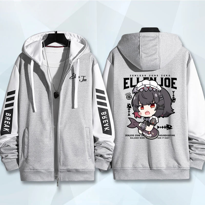 Anime Zenless Zone Zero Zip Up Women/Men Hoodie Sweatshirt ZZZ ZZZERO Ellen Joe Cosplay Zipper Hooded Jacket Outwear BAZAARHUBO
