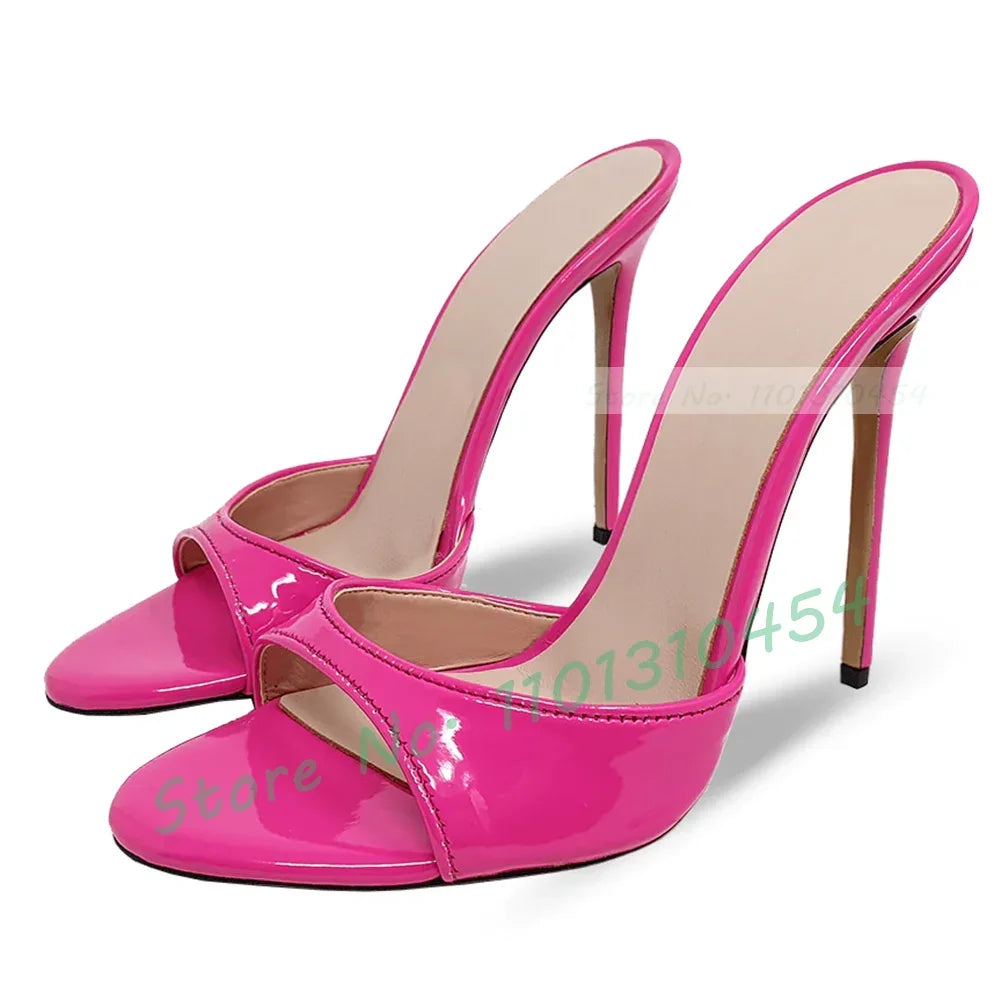Snake Print Round Open Toe Slippers Women Casual Solid Outdoor Stiletto High Heels Shoes Female Customize Elegant Dress Slides
