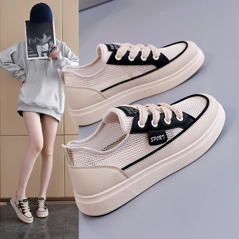 2026 New Women's Sports Shoes, Fashionable, Breathable, Lightweight, Non-slip, Wear-resistant, Casual Sports Shoes, Flat Shoes