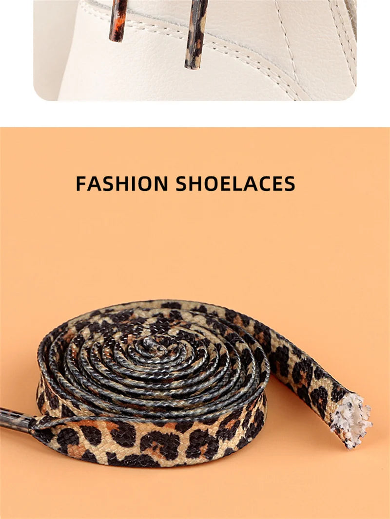1Pair 80/120/160CM Classic Leopard Patten Print Shoelace Creative Unisex Trainers Canvas Shoe Lace Flat Shoelaces Shoes Strings
