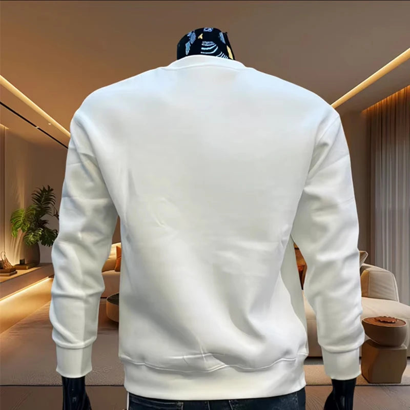 Black Letter Printed Mens Hoodie Classic Crew neck Long Sleeve Pullover Sweatshirt Autumn Spring Casual Warm Fashion Daily Wear BAZAARHUBO