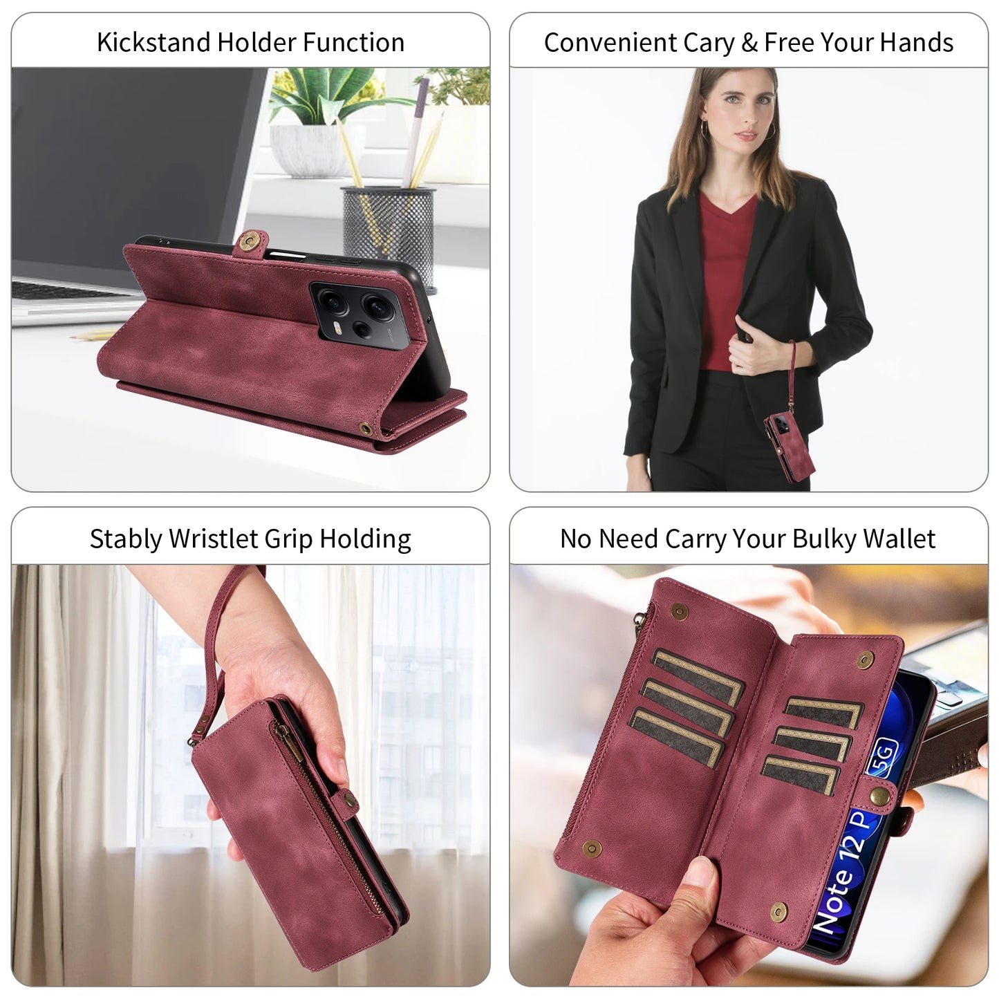 For Xiaomi Redmi Note 15 14 13 15C Poco X7 Pro F5 12 13C 14C 13T 15T Plus 5g Cases 4g Leather Wallet Card Holder Flip Phone Bags