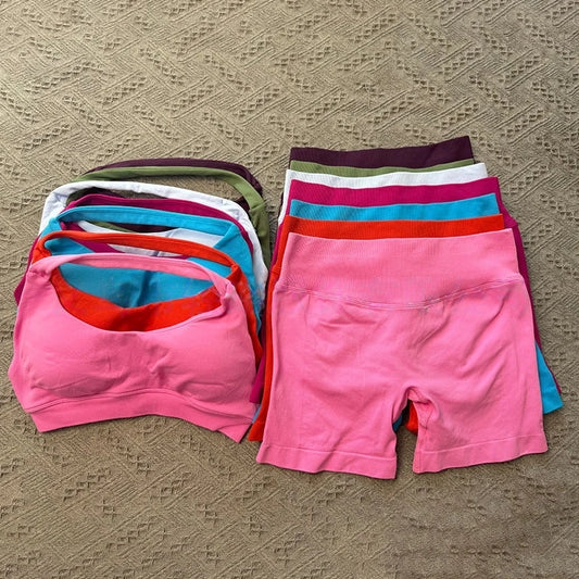 Yoga Sports Bra Leggings Gym Set Women's Seamless High ElasticBra Vest Buttock lift Shorts Set Daily Exercise Gym Sports Set