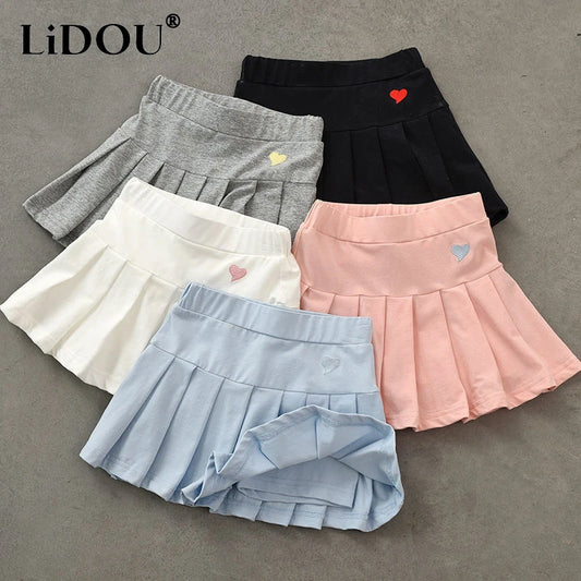 2023 Summer Kawaii Skirt For Girl Korean Fashion Aesthetic Sweet Dress Casual Chic Solid Color Children Clothes Cute Party Dress