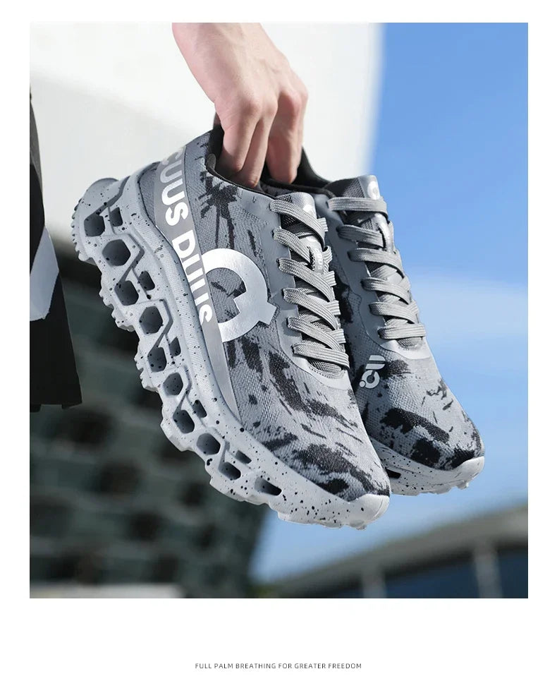 Running Shoes for Men Women Hollow Perforated Cushion Shock Absorbing Outdoor Hiking Sneakers Casual Chunky Walking Trainers