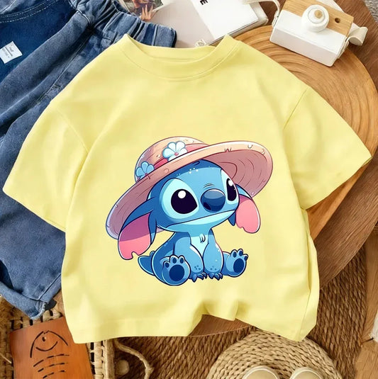 Casual everyday T-shirt for children,T-shirt with Kawaii cartoon print, summer urban fashion set for boys and girls aged 3 to 14