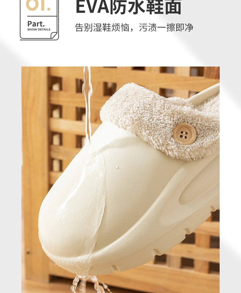 Winter Waterproof Warm Plush Slippers for Young People,Women,Men