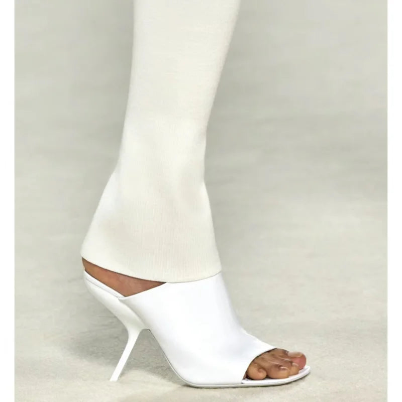 2026 New Style Women's High Heels Shoes Patent leather Pointed Toe Solid Color Night Club Party Shoes Femme Summer Half Slippers