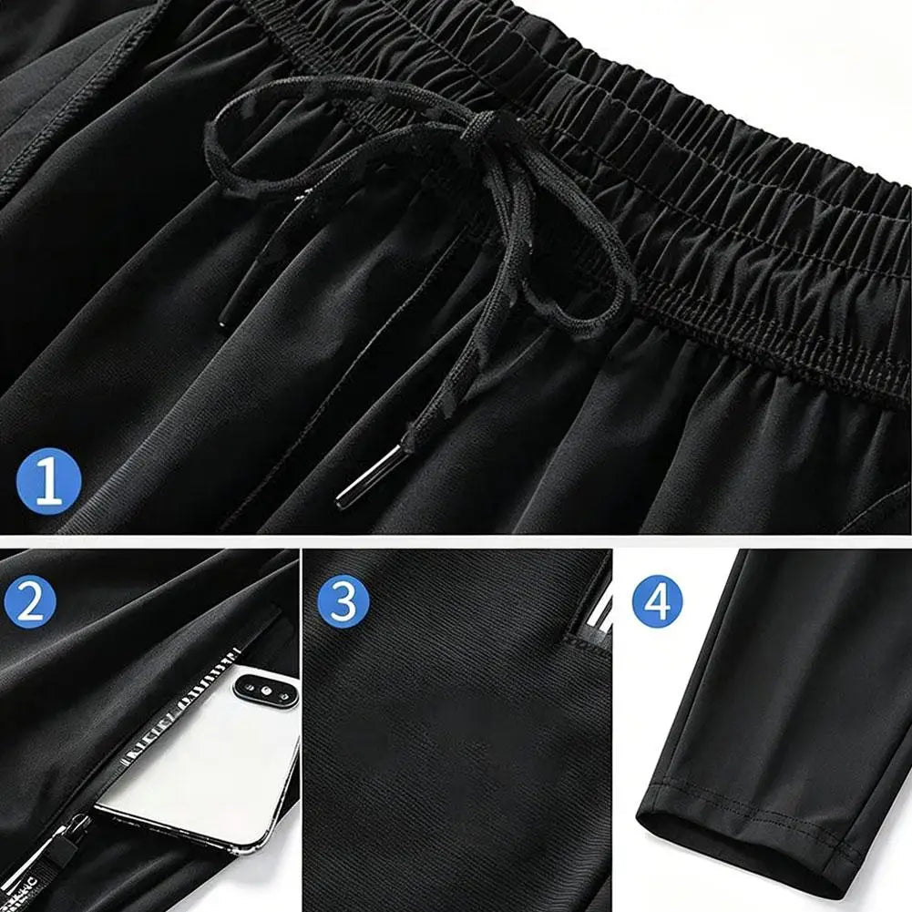 Summer Men's Shorts Cool Sportswear Running Sport Shorts Casual Bottoms Gym Fitness Training Jogging Short Pants Men Black Gray