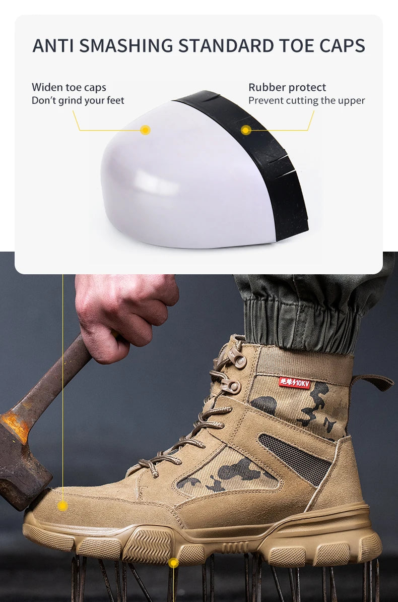 Sneakers  Indestructible Shoes Work Safety Shoes With Steel Toe Cap Puncture-Proof Male Security Protective Shoes Tactical Boots