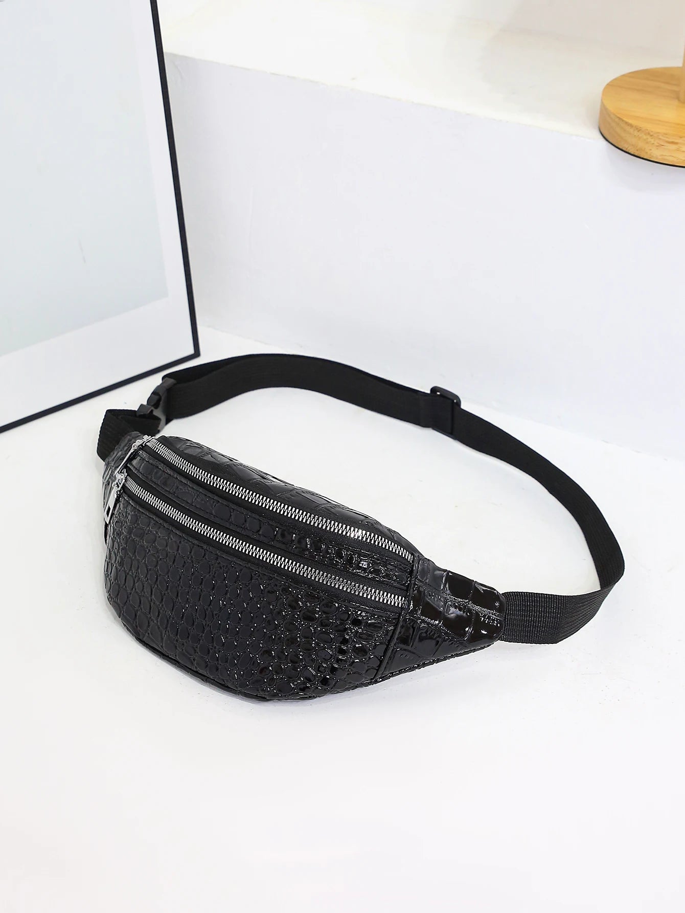 Crocodile Pattern Waist Bag Chest Bag Waterproof Highlight Fanny Pack Shoulder Messenger Bag Outdoor Sports Running Phone Bag