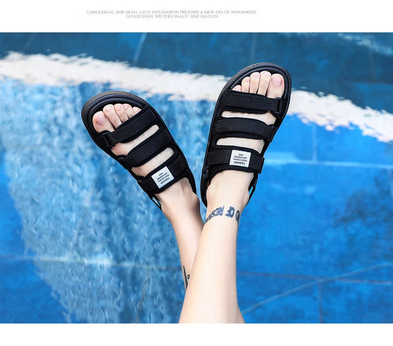Men's Beach Open Toe Shoes Sandals High Quality Non-slip Men Slippers Breathable Two Uses Male Footwear Mens Summer Outdoor Shoe