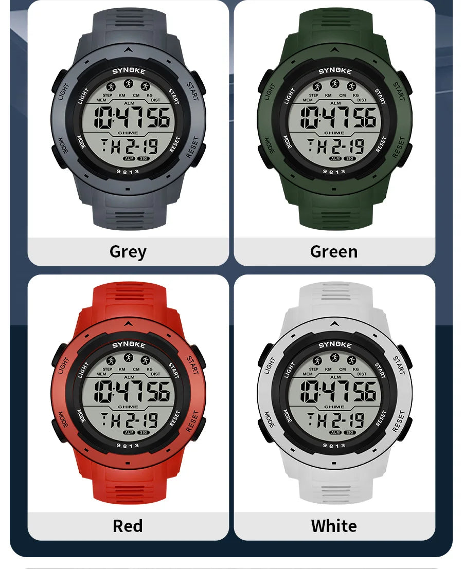 Men Digital Watch Sports Watches Timing Function Alarm Clock Waterproof 50M Digital Watch Military Clock Large Screen