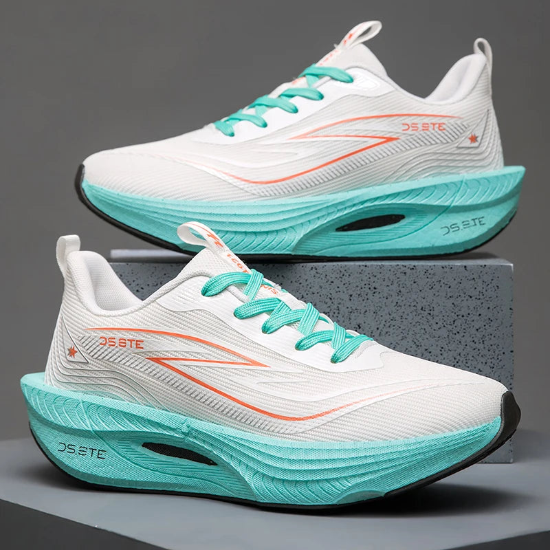 [Sports Shoes] Men's ultra light professional marathon running shoes, carbon plate cushioning, breathable low cut design, fluore