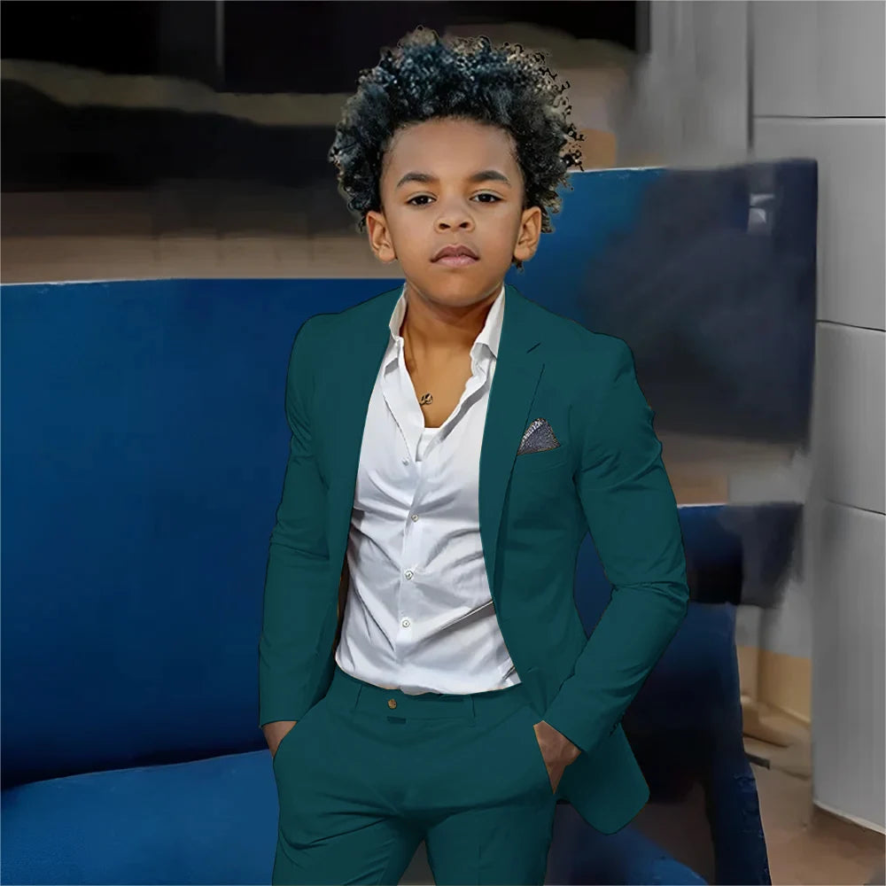 Casual Beige Boys Suit 2 Piece Set Fashion Design Wedding Tuxedos for Kids Custom Clothes 2-16 Years Old Outfit