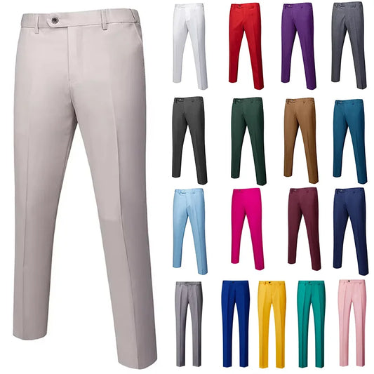 M-6XL Men's Fashion Boutique Solid Color Formal Business Suit Trousers Groom Wedding Dress Men Casual Suit Pants