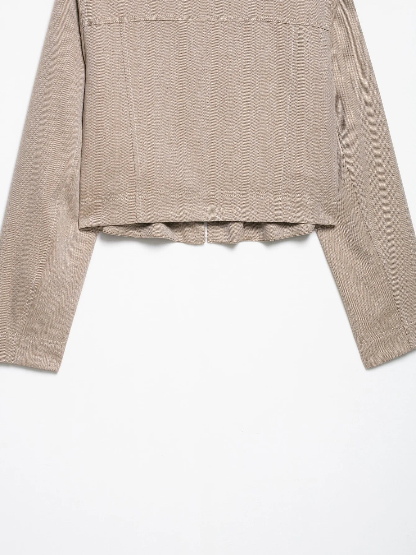 EDSA Women Khaki Herringbone Pants Set Cropped Jacket Long Sleeves Side Zip Low-rise Straight Leg Long Trousers Female Suits