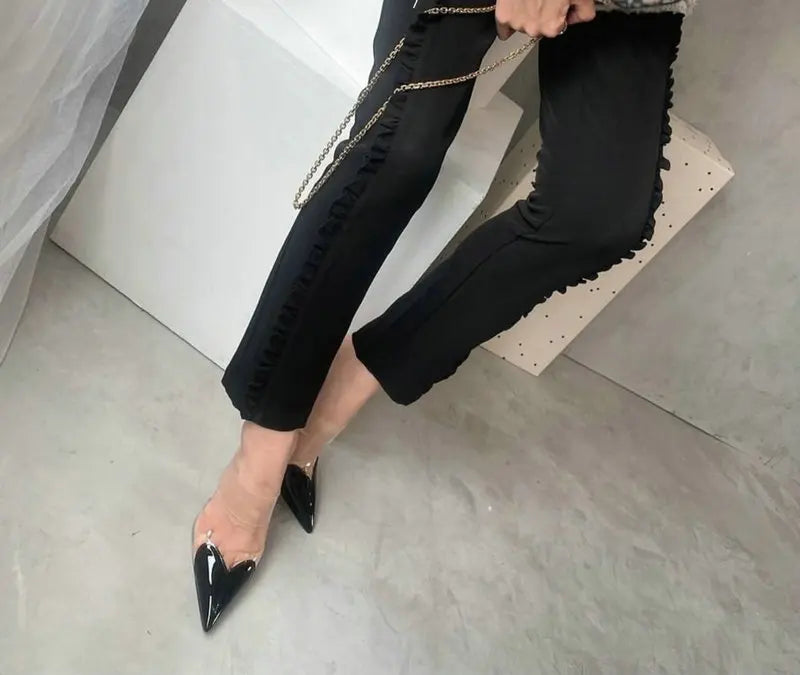 2025 New PVC European Style High Heels Women'S Summer Pointed Toe Runway Sandals Party Shoes
