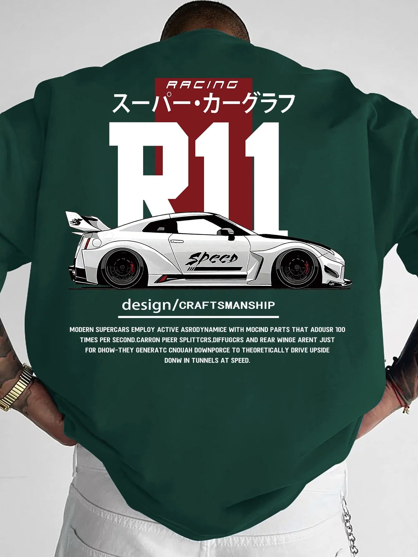 Mens Summer T-shirt with Street Style Featuring Speed Supercar Design Theme Trendy Printed Pattern 100% Cotton Loose Comfortable