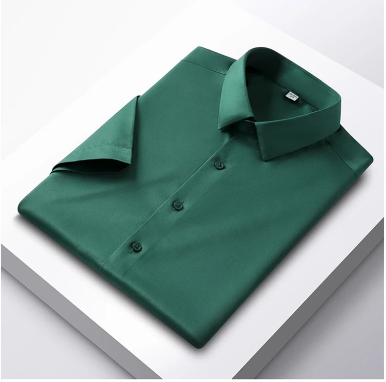 Men's 6XL Large High Quality Formal Shirts Short Sleeve Summer Clothing Non iron Business Casual ice Silk ice Feeling T-Shirts