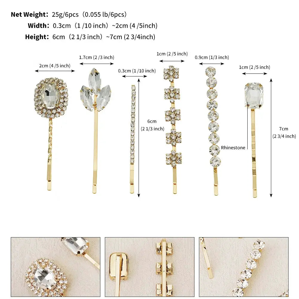 Upscale Luxurious Crystal Zircon Hair Clip Temperament Elegant Wild Hair Pins Leisure Prom Street Beat Personality Retro Hair BAZAARHUBO