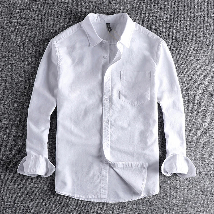 Washed Oxford fabric base simple pocket long sleeve shirt men's casual jacket