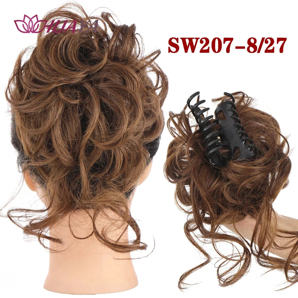 Synthetic Hair Bun Chignon for Women Messy Bun Hair Piece Tousled Updo Hair Extensions With Claw Clip Curly Hairpins Black Brown