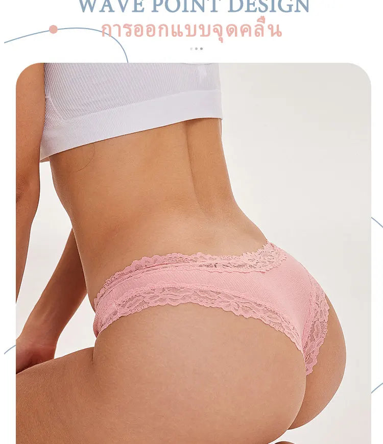 3Pcs/Set Sexy Lace Briefs Cotton Panties Women's Fashion 7 Solid Color Comfortable Briefs Low Waist Underpants Stretch Underwear
