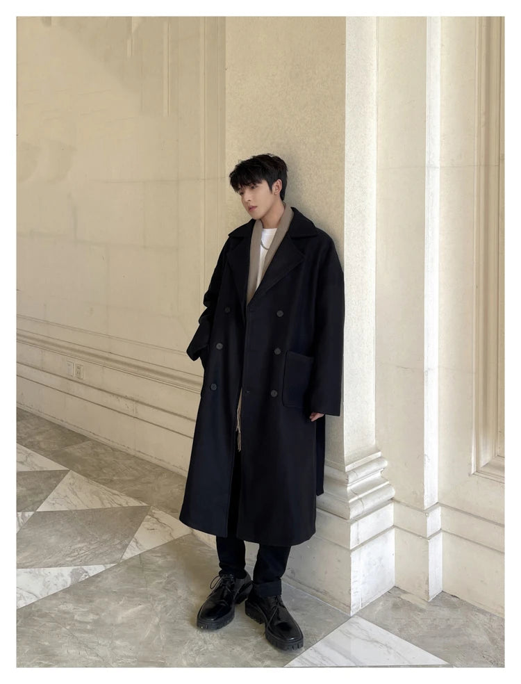 Long Coats Men chamarras para hombre Woolen Jackets winter coat men Trench Male Vintage Loose Heavy Jackets Men Leisure Overcoat