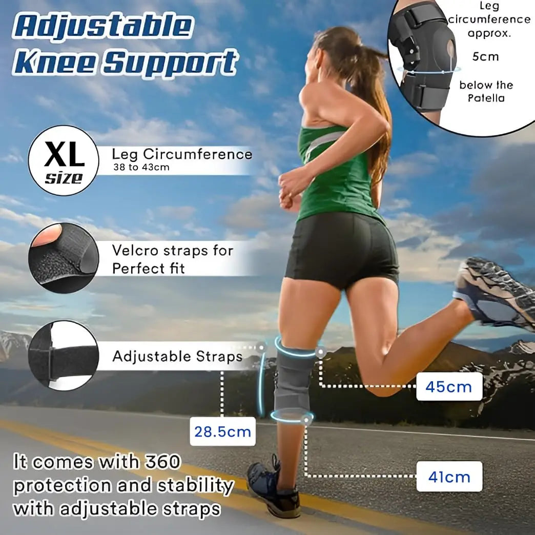 Patella Hinged Knee Braces Orthopedic For Knee Pain With Springs Compression Removable Steel Splint Support Knee Sleeve