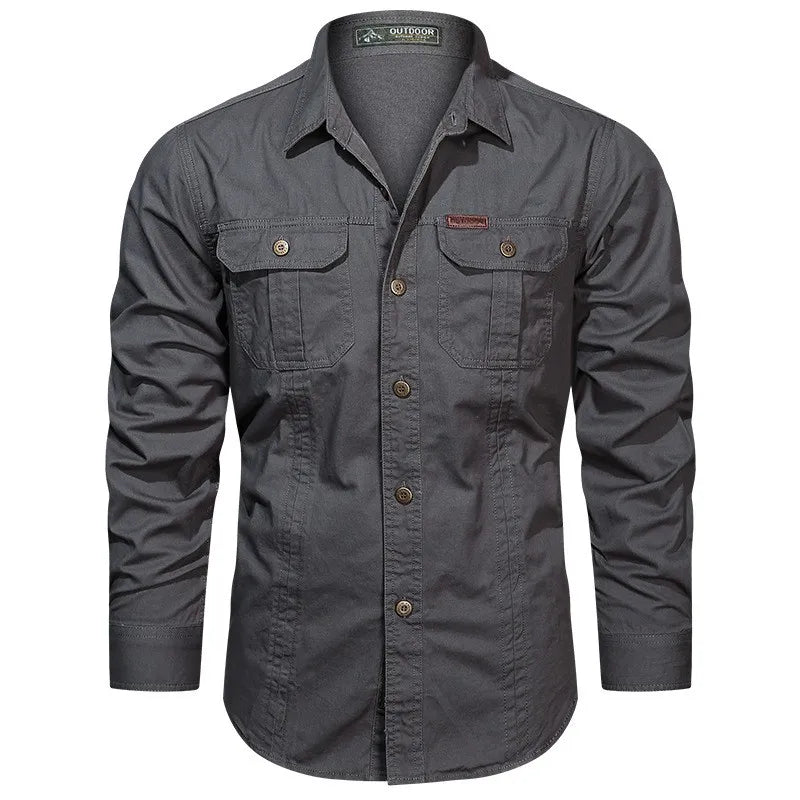 New Men's Casual Shirt 5XL Male Overshirt 2025 Military Cotton Long Sleeve Shirts Men Brand Clothing High Quality Blouse