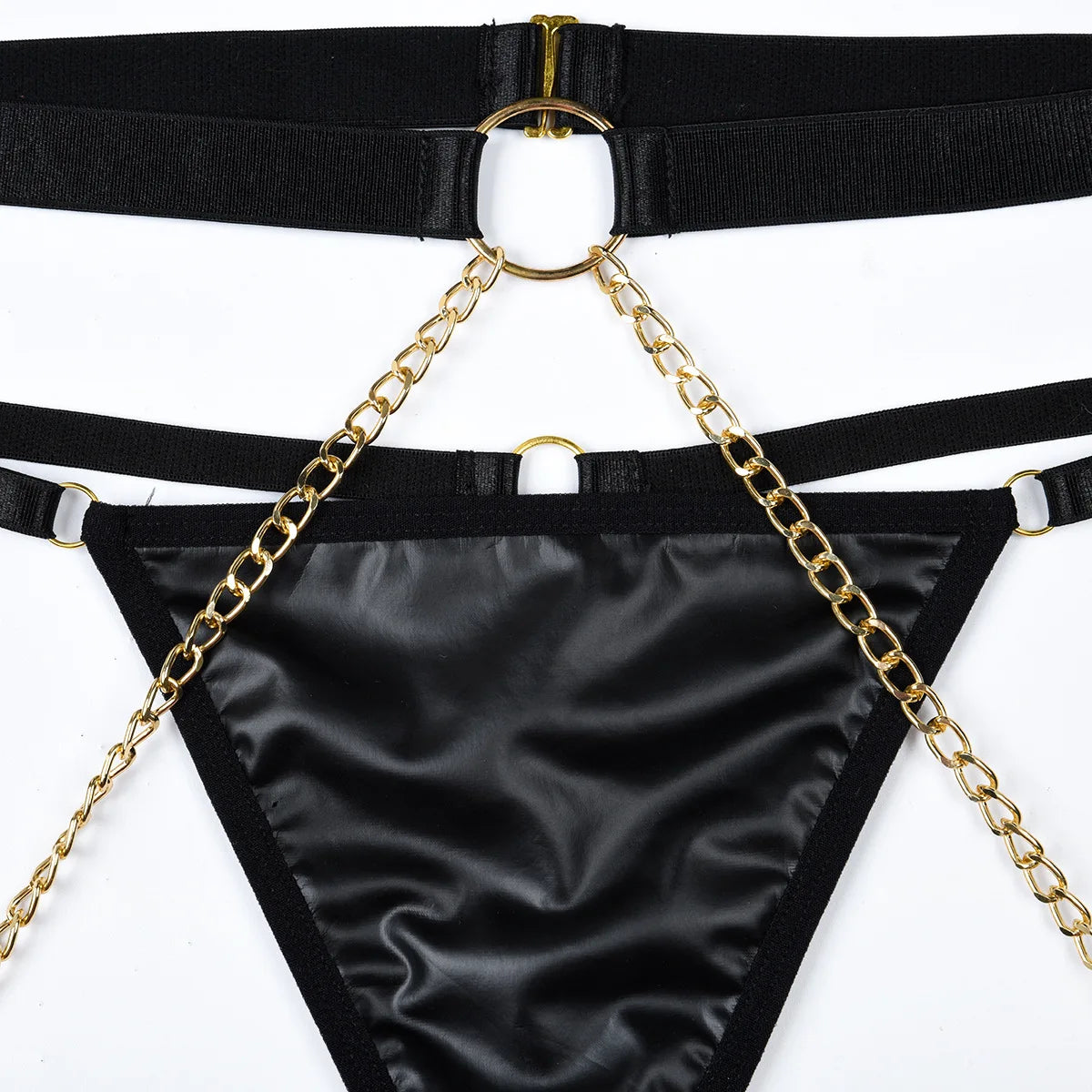 Women Sexy Lingerie Three Piece Set Chain Neck Waist Seal Heavy Craft Sexy Lingerie Outfit Intimates Erotic Costume Ropa Mujer
