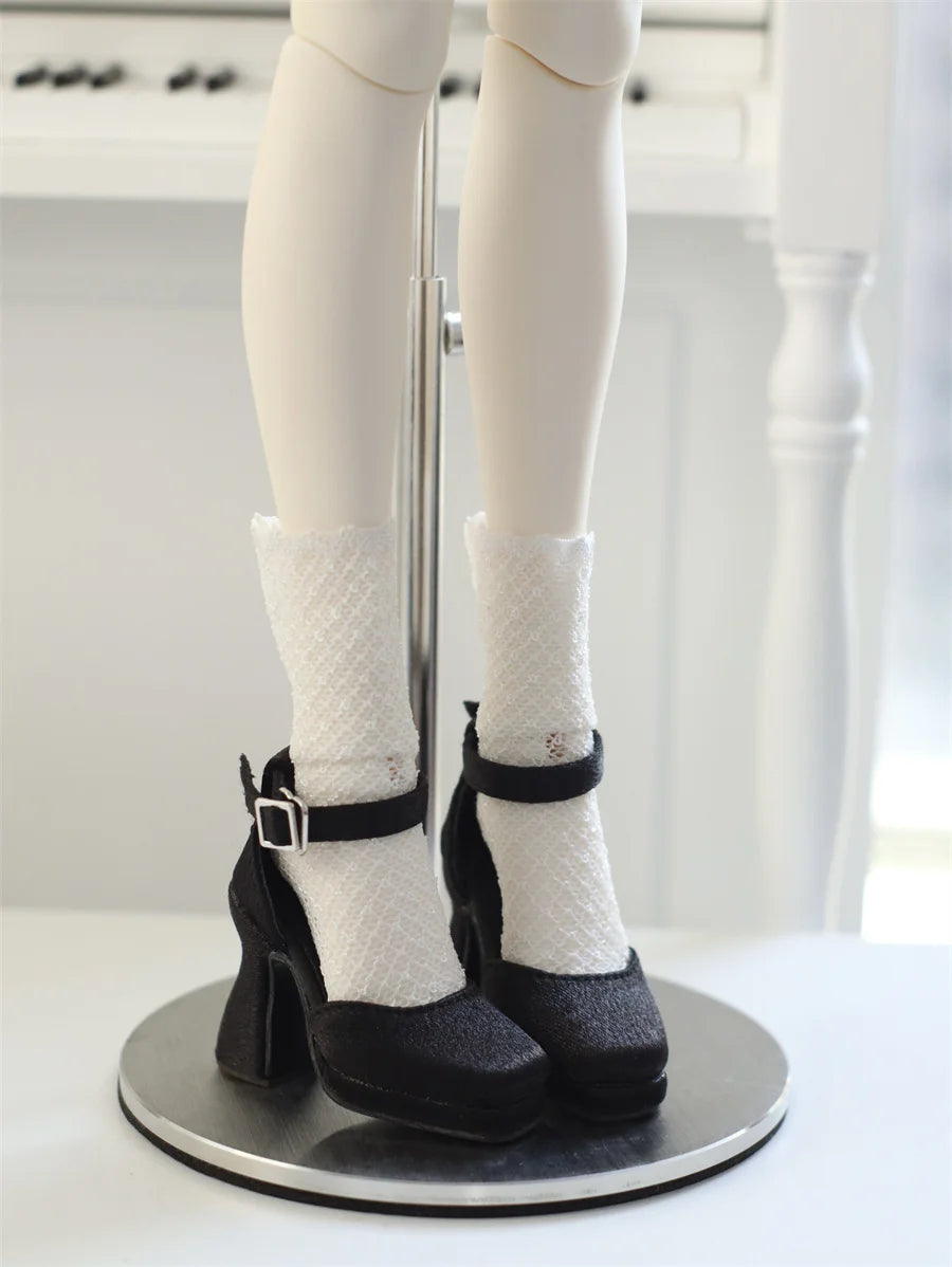 BJD Doll Shoes Toys GL/DFH 1/4 Girls High Heels Square Toe Pink White Black Soft Silk Elegant Glossy Leather Doll Accessories
