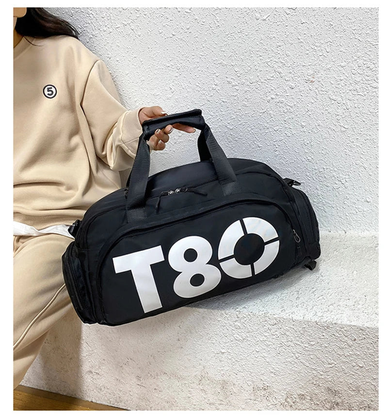 Women's Handbag T80 Gym Sports Backpack for Man Hand Bag Fitness Travel Tote Shoe Shoulder Duffle Crossbody Portable Boston Bag