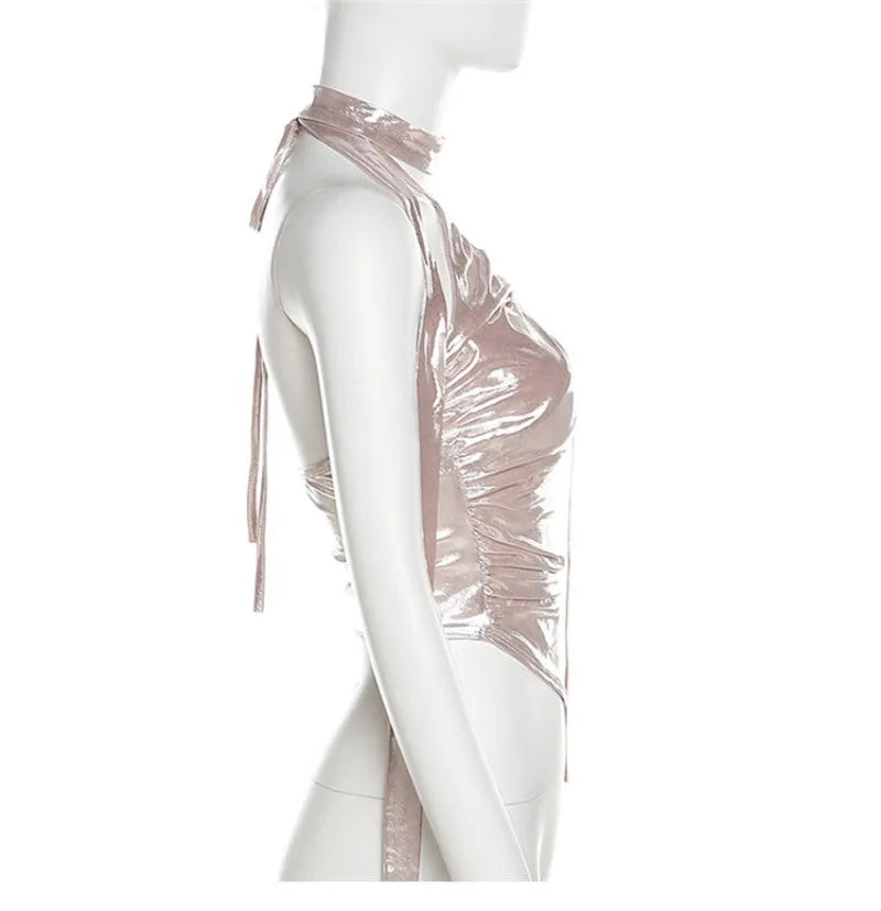 Sexy Backless Suspender Vest Women Punk Streetwear Hollow Design Party Top American Style Irregular Fashion