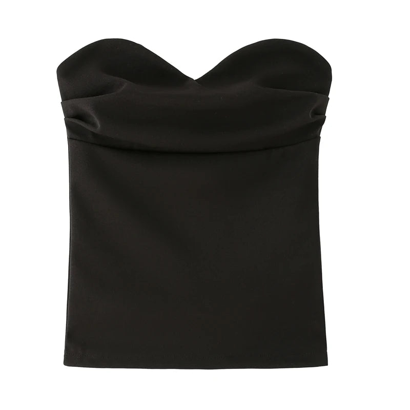 HXAO Womens Corset Crop Top Strapless Black Backless Tube Top Ruched Bustier