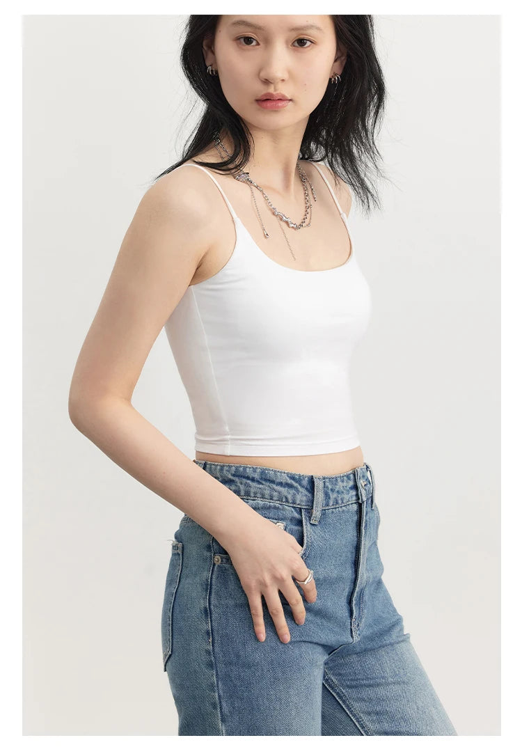CHIC VEN Women's Tanks New Loose Short Camis Sleeveless Solid Crop Top Woman Clothing Spring Summer 2023