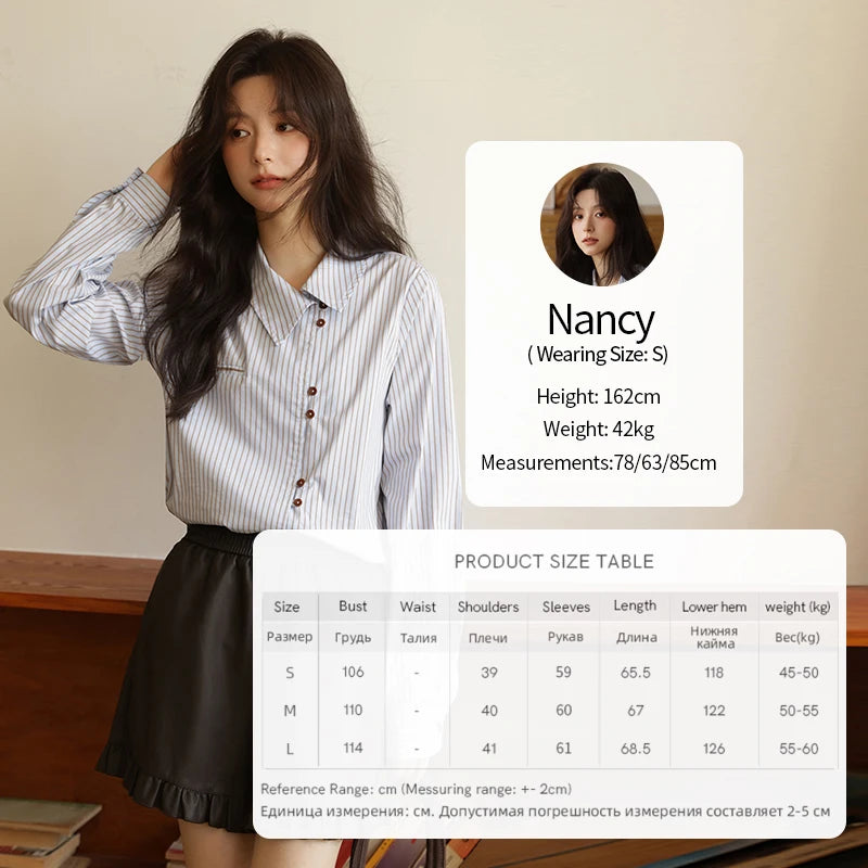 MISHOW Women's Striped Asymmetric Shirt 2025 Autumn New Arrival Vintage Loose Long Sleeve Tops Commuter Woman Clothes MXE42C2375 BAZAARHUBO