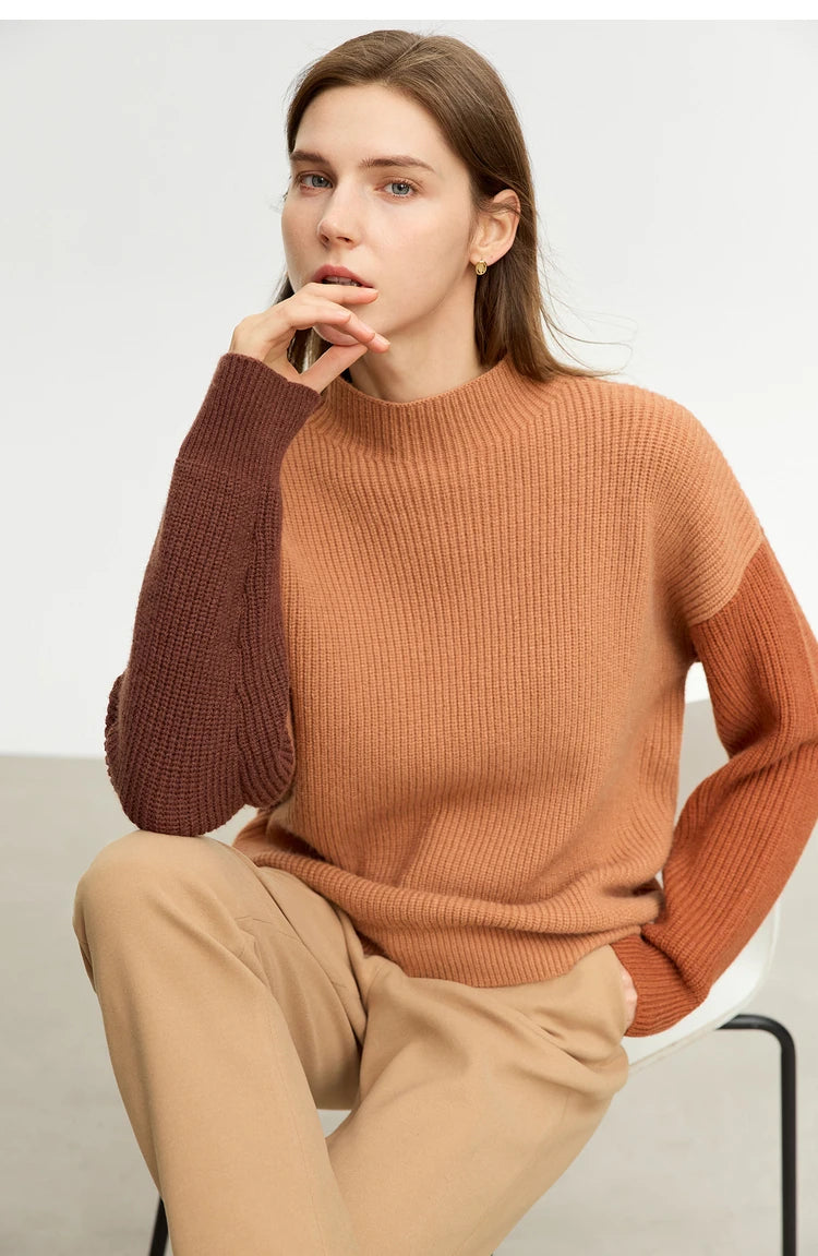 AMII Minimalism Sweaters Women 2024 Spring Street wear Spliced Knitted Top Drop Sleeve Loose Full Pullovers Sweaters 12344144