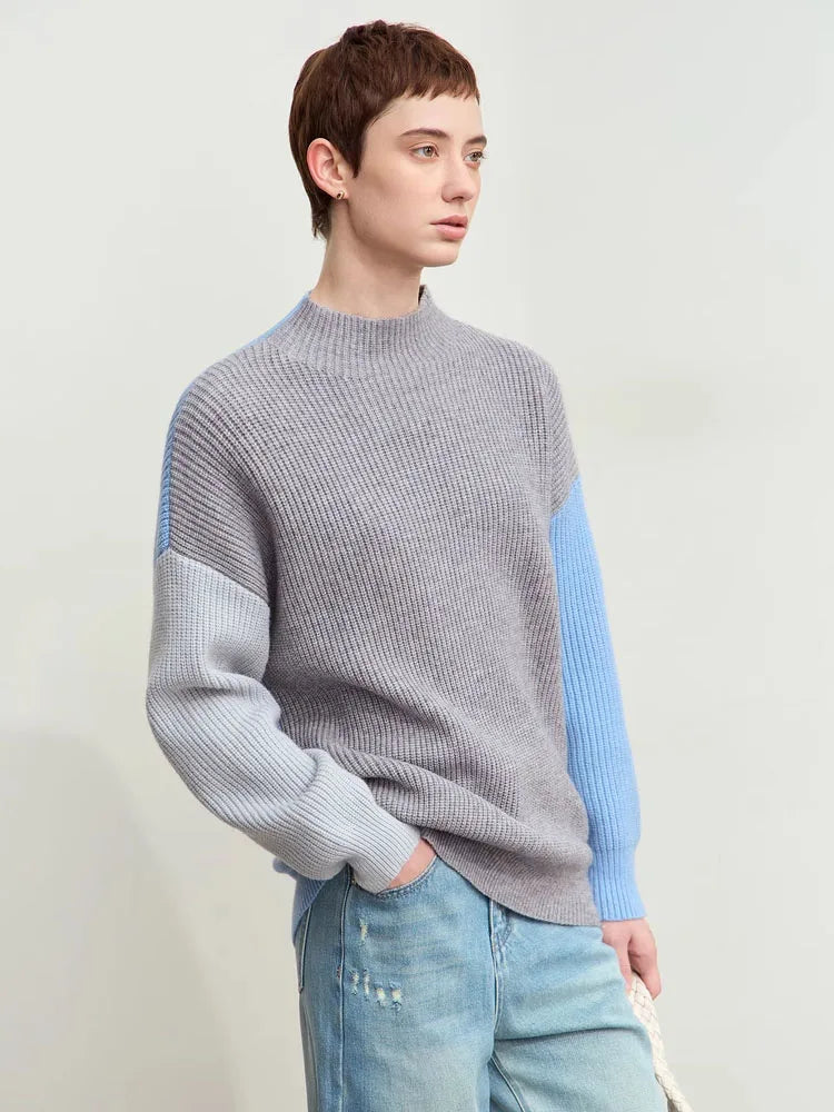 AMII Minimalism Sweaters Women 2024 Spring Street wear Spliced Knitted Top Drop Sleeve Loose Full Pullovers Sweaters 12344144