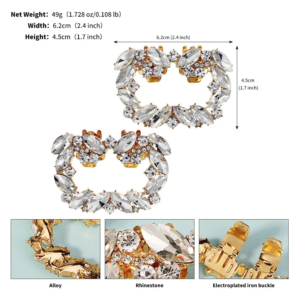 New Square Simple Women's Shoe Buckle Wedding High Heels Shoe Clip Bridal Gown Accessories Daily wear jewelry Holiday Gifts