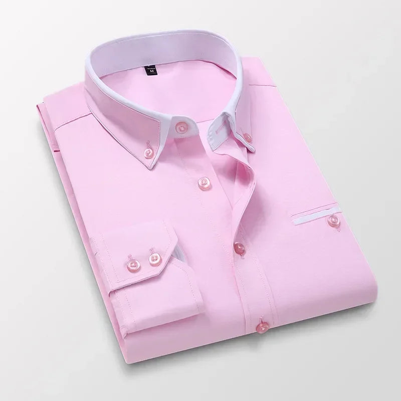 Men's Summer Casual Cotton Long-Sleeved Shirts / Male Slim Fit Spring Lapel Business Men Dress Shirt Tops Brand Clothing