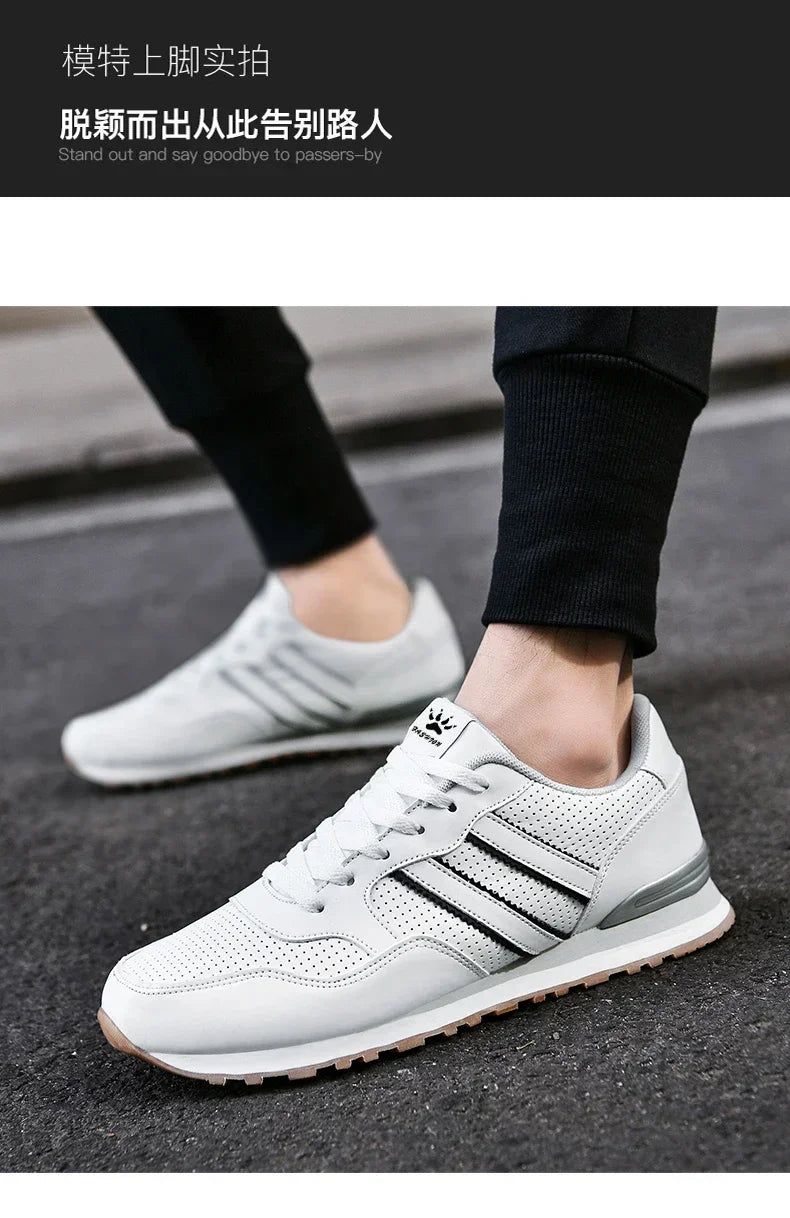 2024 Men Classical Running Shoes Lightweight Leather Outdoor Casual Sneakers Men Comfortable Sport Breathable Flat Jogging Shoes