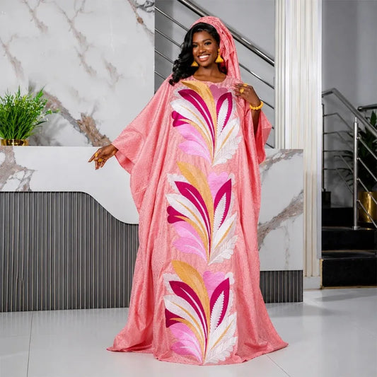 African Dresses For Women Luxury Boubou Material Rich Embroidery Design