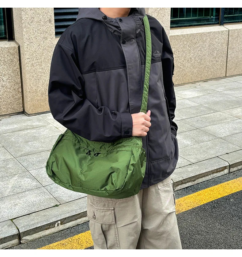 Outdoor Portable Crossbody Bags for Men and Women Commuter Waterproof Youth Shoulder Bag Solid Color Lightweight Female Tote