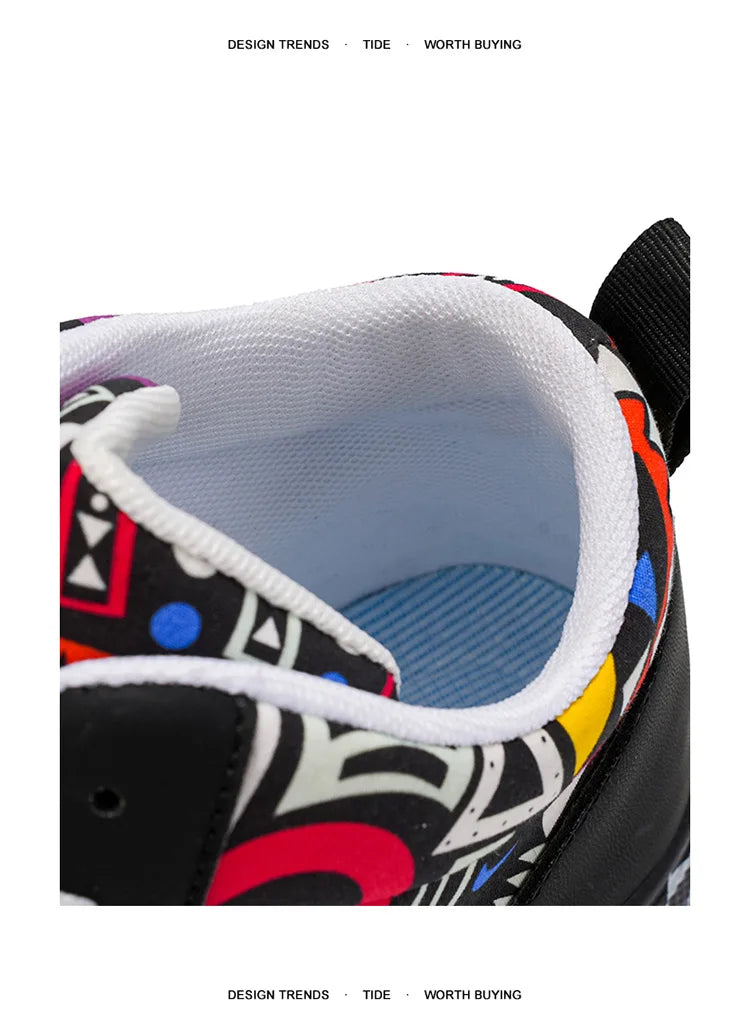Mens Casual Sport Shoes 2026 Autumn Fashion Comfort Non Slip Casual Sneakers Platform Outdoor Running Shoes Graffiti Board Shoes
