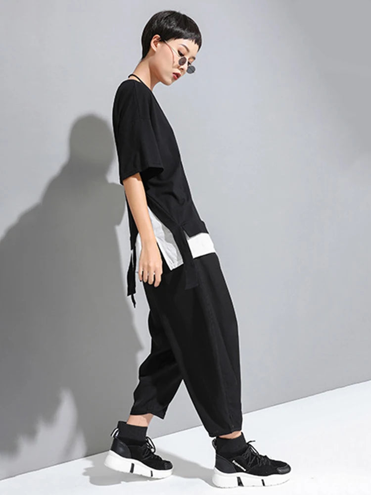 [EAM] High Elastic Waist Black Pleated Long Wide Leg Trousers New Loose Fit Pants Women Fashion Tide Spring Summer 2026 1U320